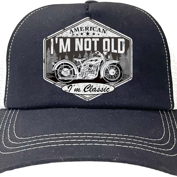 Funny Biker Trucker Hat I’m Not Old I’m Classic Motorcycle Baseball Cap Black Wh - Picture 1 of 3